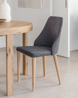 Rosie Dining chair with upholstered seat, Dark gray fabric