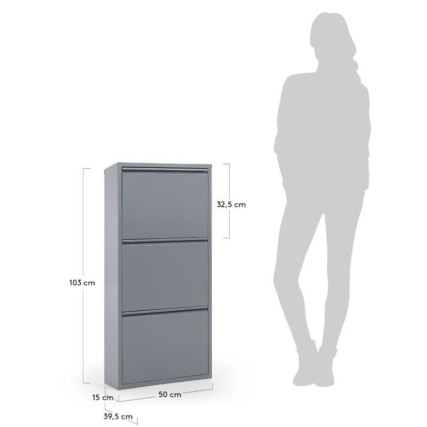 Rox Shoe Cabinet w. 3 doors, Gray