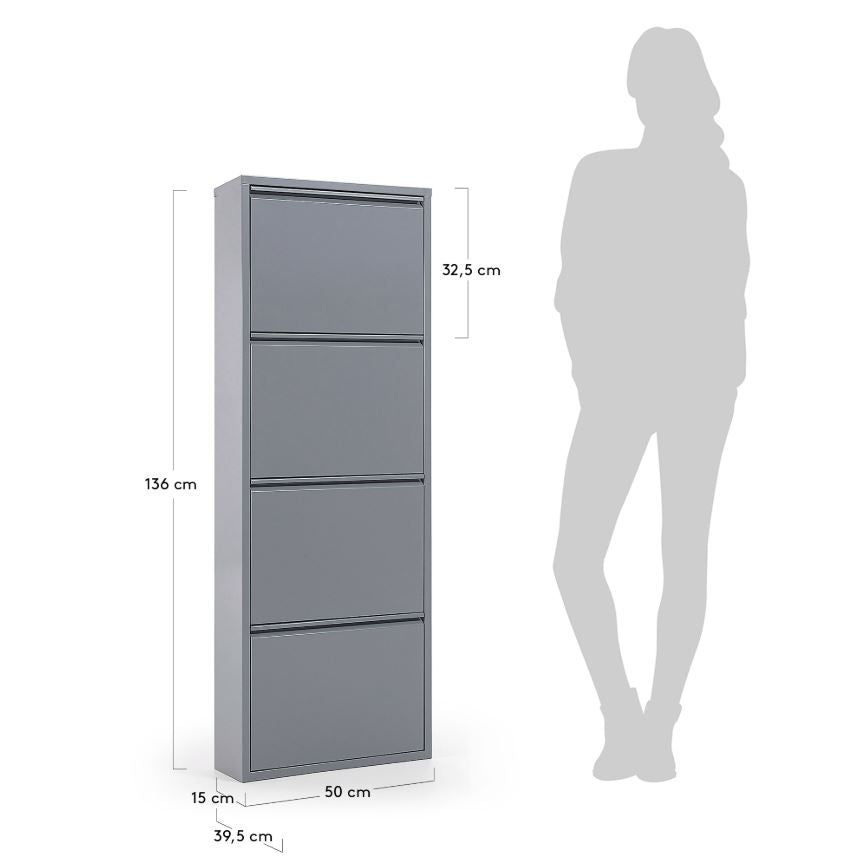 Rox Shoe Cabinet with 4 doors, Gray