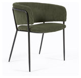 Runnie Dining Chair, Dark Green Velvet/Black Steel Legs