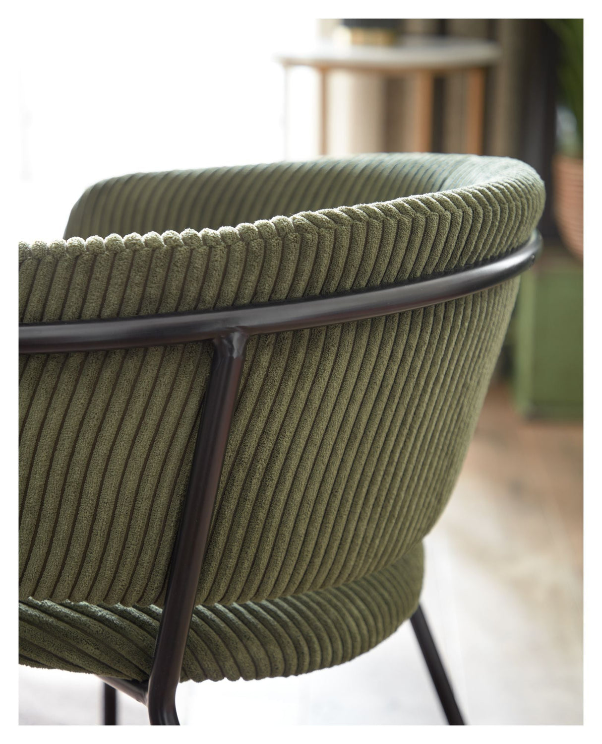 Runnie Dining Chair, Dark Green Velvet/Black Steel Legs