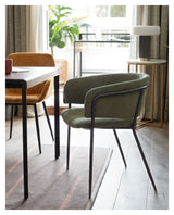 Runnie Dining Chair, Dark Green Velvet/Black Steel Legs