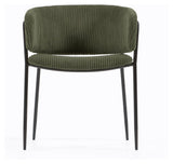 Runnie Dining Chair, Dark Green Velvet/Black Steel Legs