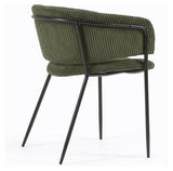 Runnie Dining Chair, Dark Green Velvet/Black Steel Legs