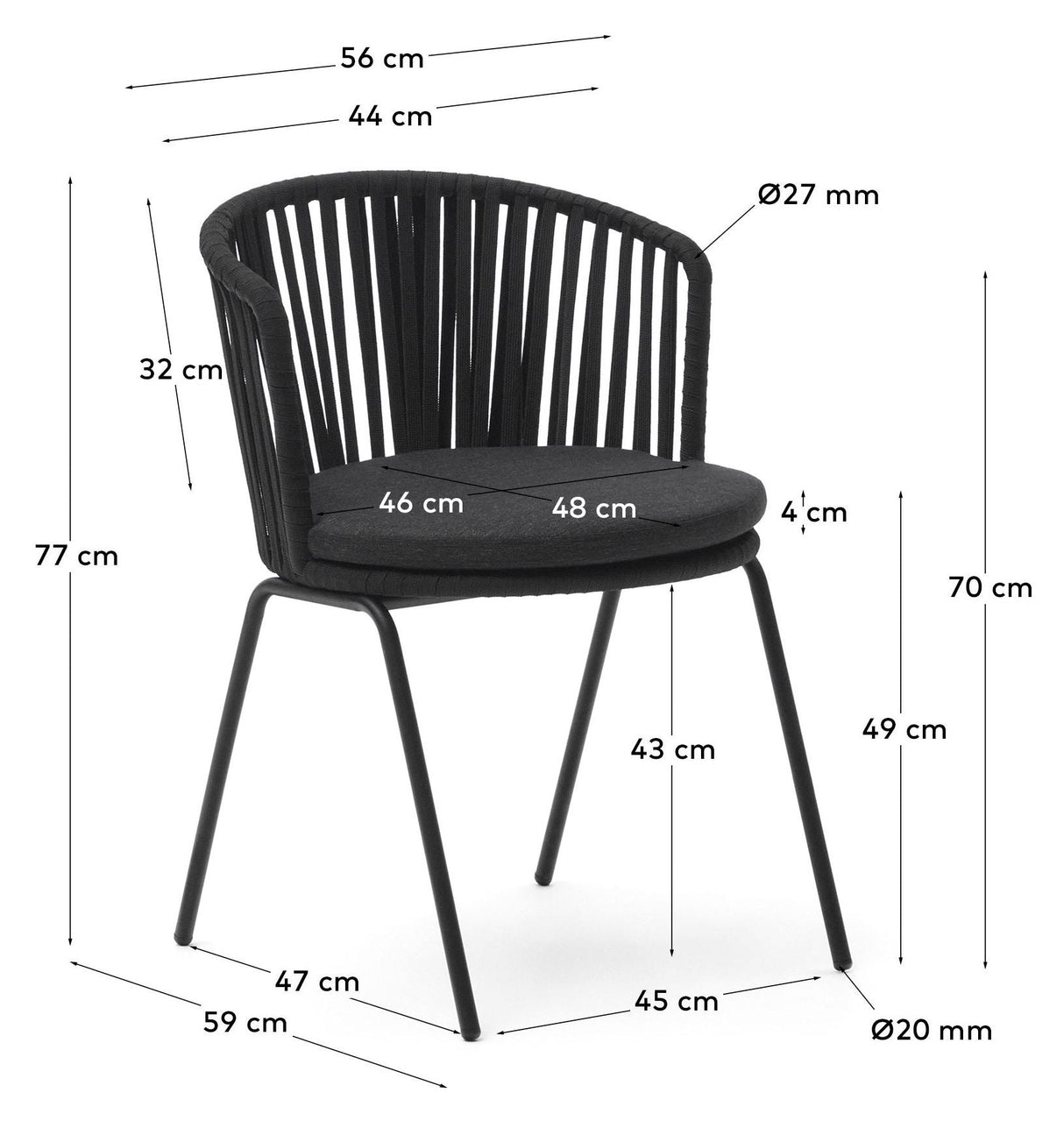 Saconca Garden Chair, Black