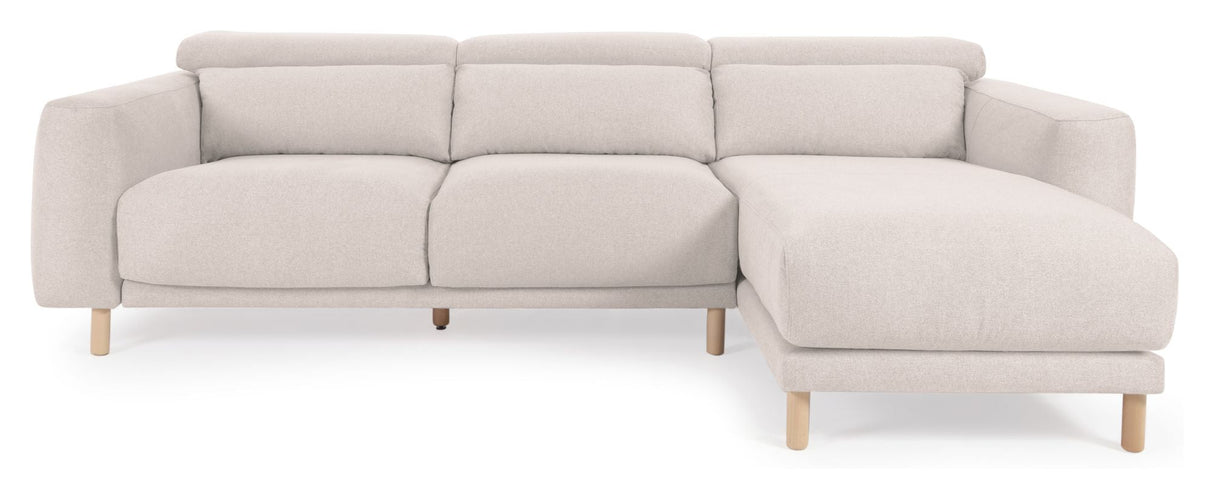 Singa 3-pers. Sofa with right-facing chaise longue, White Chenille