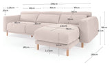 Singa 3-pers. Sofa with right-facing chaise longue, White Chenille