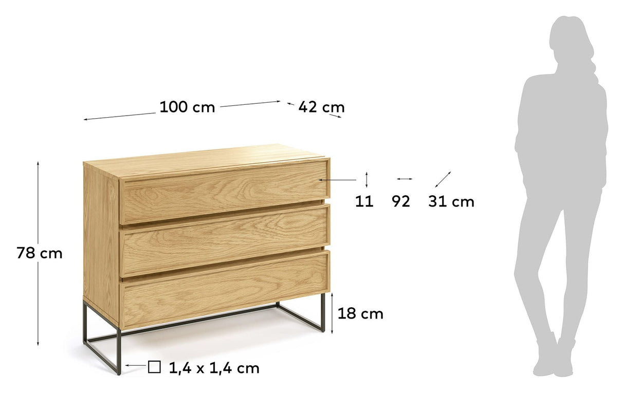 Taiana Chest w. 3 drawers - Oak veneer