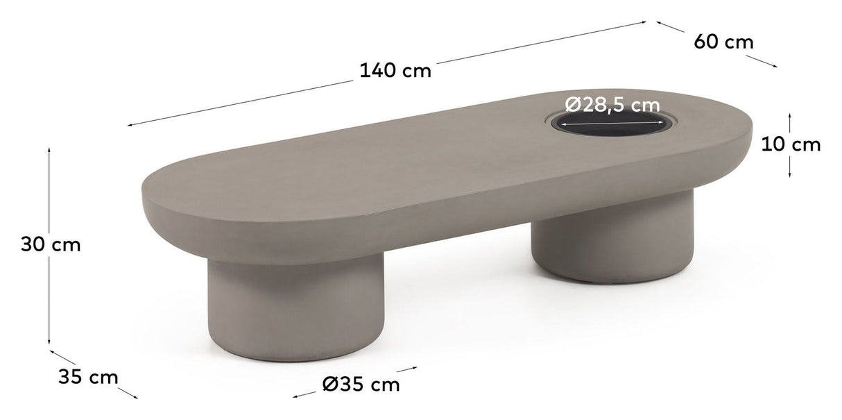 Taimi Lounge Table, 140x60, Concrete