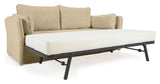 Tanit Sofa bed, B210, Beige linen/Beech legs