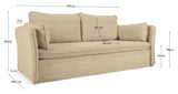 Tanit Sofa bed, B210, Beige linen/Beech legs