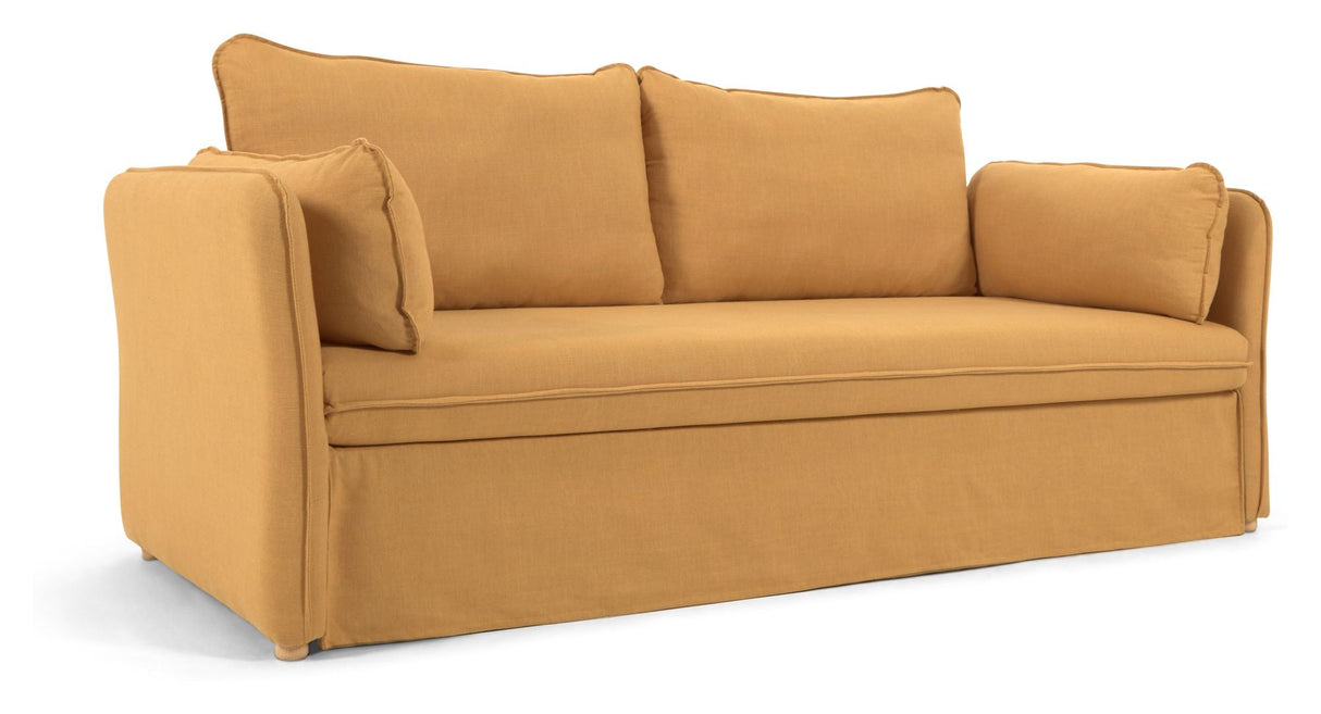 Tanit Sofa bed, B210, Yellow linen/Beech legs