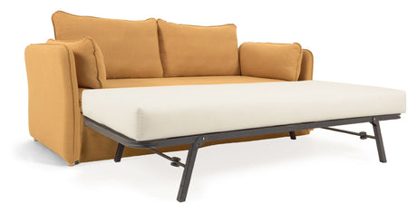 Tanit Sofa bed, B210, Yellow linen/Beech legs