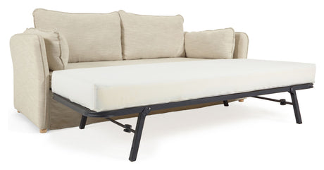 Tanit Sofa bed, B210, Off-White linen/Beech legs