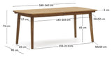 Thianna Garden table with extension, Acacia wood, 180(240)x90