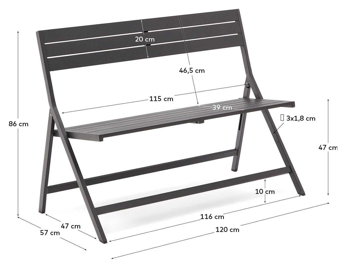 Torreta folding bench, black