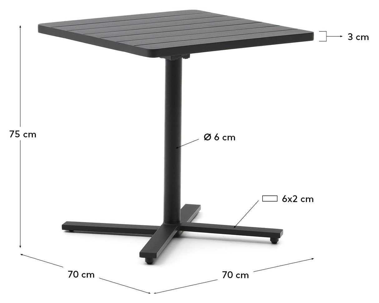 Torreta, folding table 70x70 cm - black