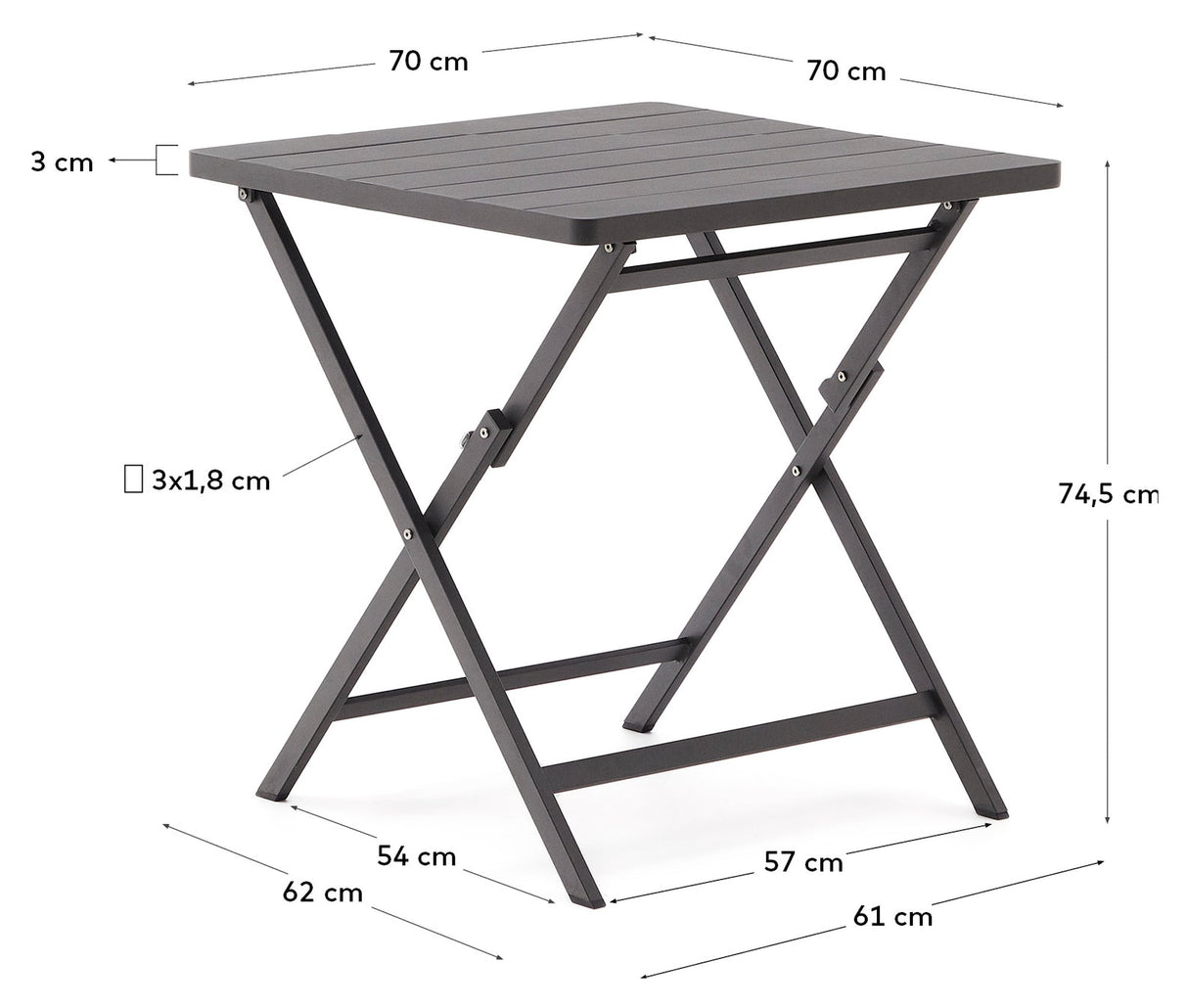 Torreta folding table, black 70 x 70 cm