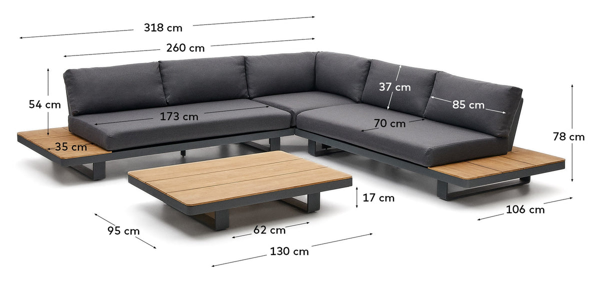 Tosqueta, 5-seater corner sofa and table set