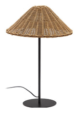 Urania Table lamp with black finish, Rattan and metal