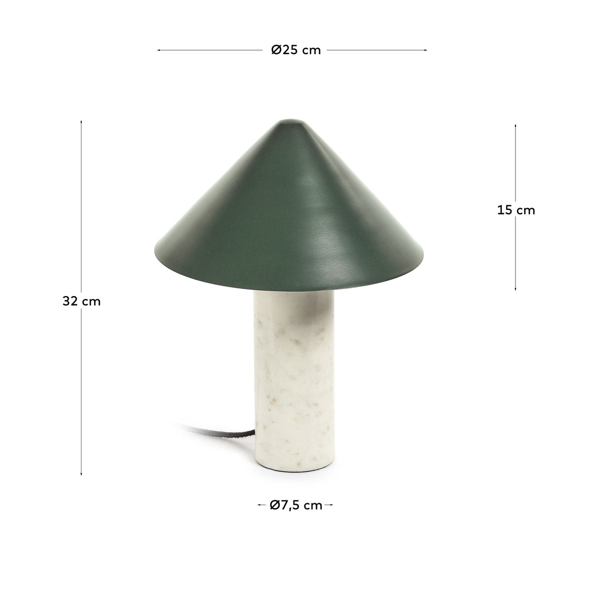 Valentine Table lamp, White marble, green metal