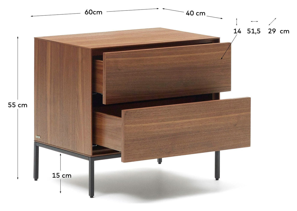 Vedrana Bedside Table, Walnut Define, 60x55