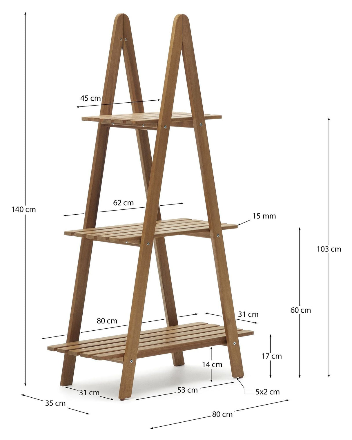 Victora Shelves, Solid Acacia, 80x140