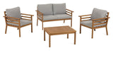 Vilma Lounge Set w. gray cushions, Acacia wood