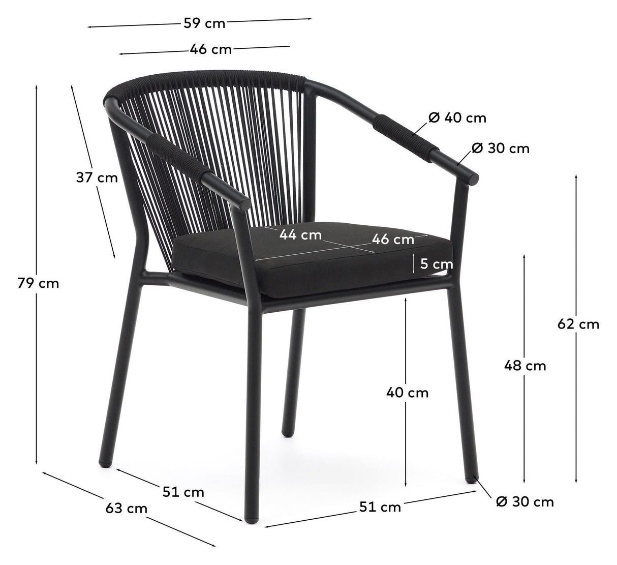 Xelida Garden Chair, Alu/Black