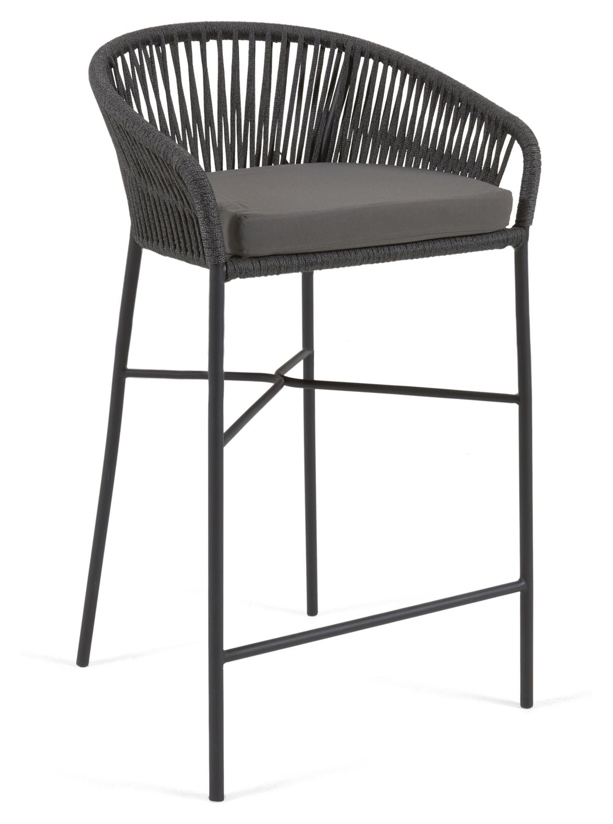 Yanet Barstool with rope, Black