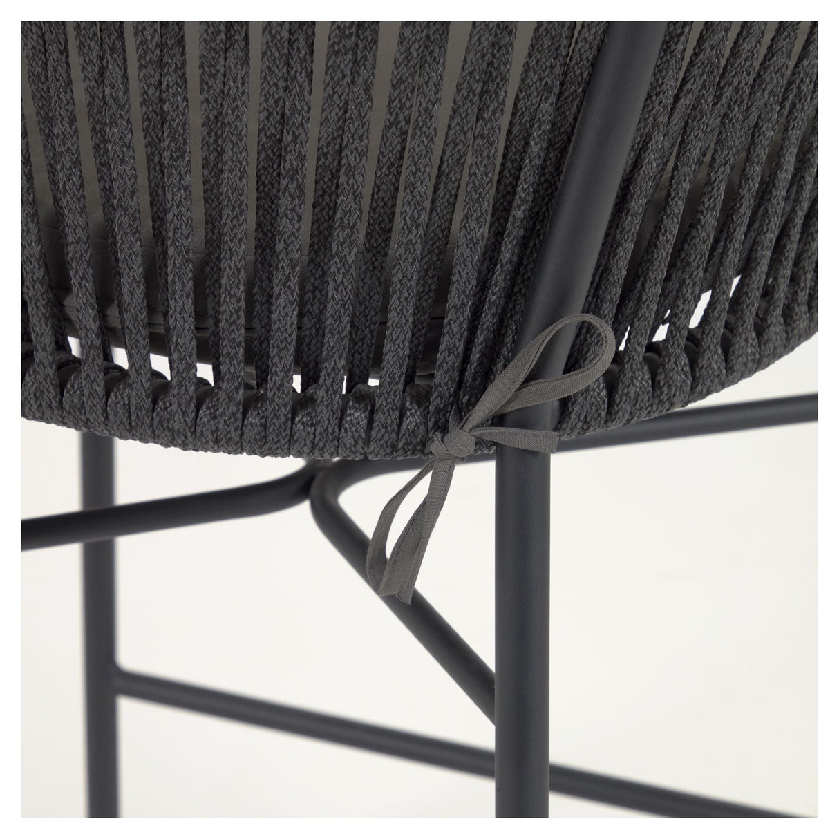 Yanet Barstool with rope, Black