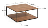 Yoana Coffee table 80x80, Walnut definer