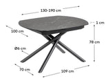 Yodalia Dining Table Gray, 130/190x100