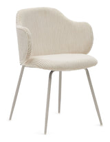 Yunia Dining chair with armrests, Beige velvet