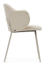 Yunia Dining chair with armrests, Beige velvet