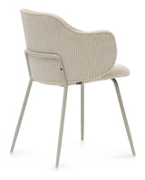 Yunia Dining chair with armrests, Beige velvet