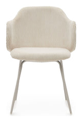 Yunia Dining chair with armrests, Beige velvet