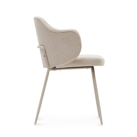 Yunia Dining chair with armrests, Beige fabric