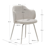 Yunia Dining chair with armrests, Beige fabric