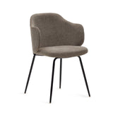 Yunia Dining chair with armrests, Brown fabric