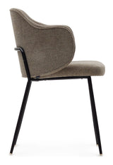 Yunia Dining chair with armrests, Brown fabric