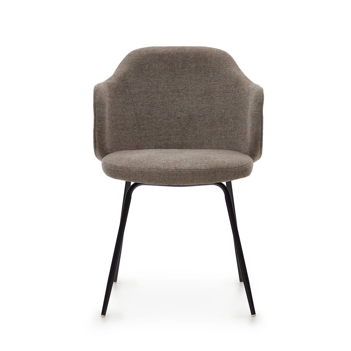 Yunia Dining chair with armrests, Brown fabric