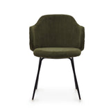 Yunia Dining chair with armrests, Green velvet