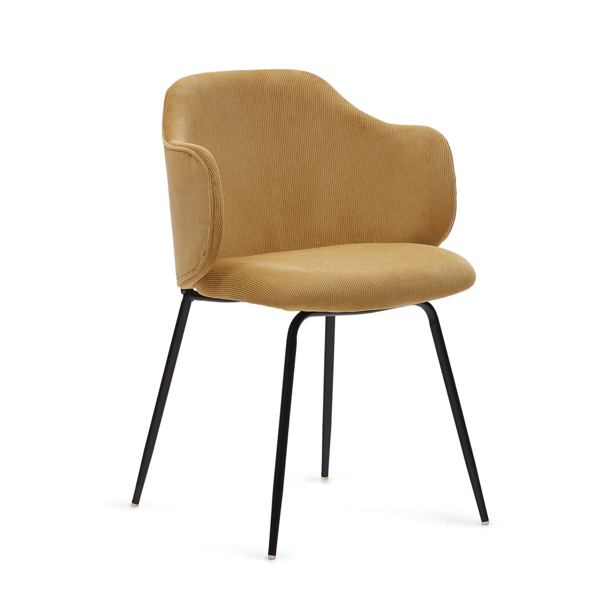 Yunia Dining chair with armrests, Yellow velvet