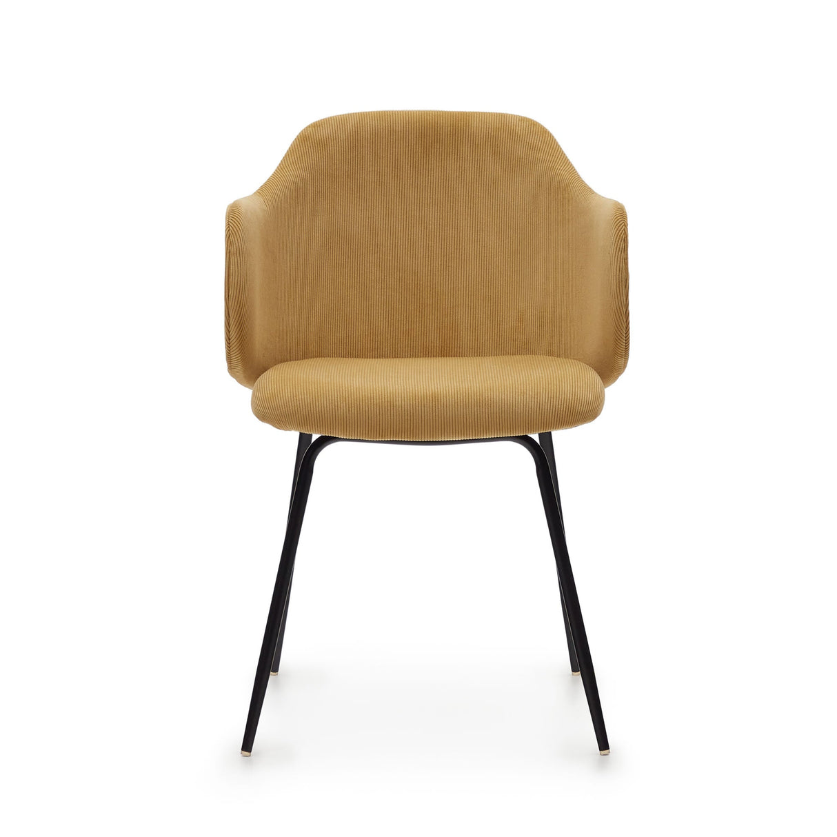 Yunia Dining chair with armrests, Yellow velvet