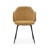 Yunia Dining chair with armrests, Yellow velvet