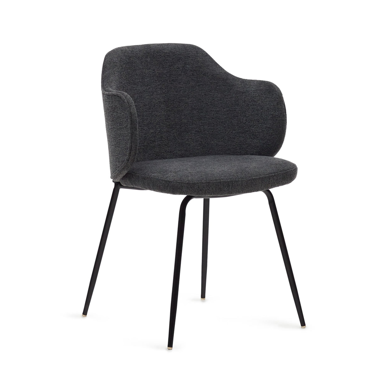 Yunia Dining chair with armrests, Dark gray fabric