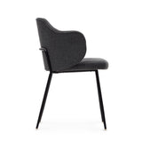 Yunia Dining chair with armrests, Dark gray fabric