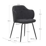 Yunia Dining chair with armrests, Dark gray fabric