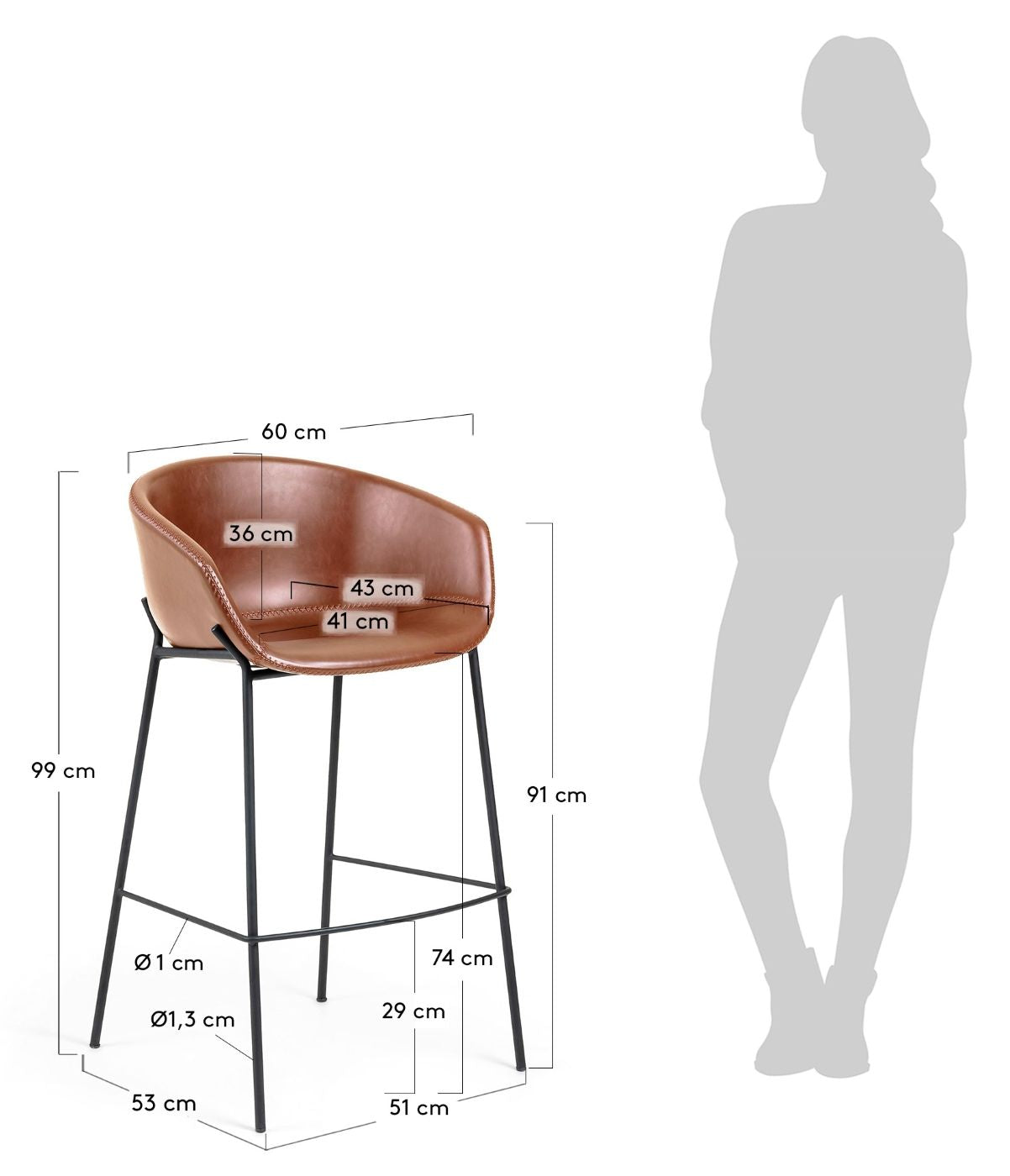 Zadine Barstool Brown Leatherette